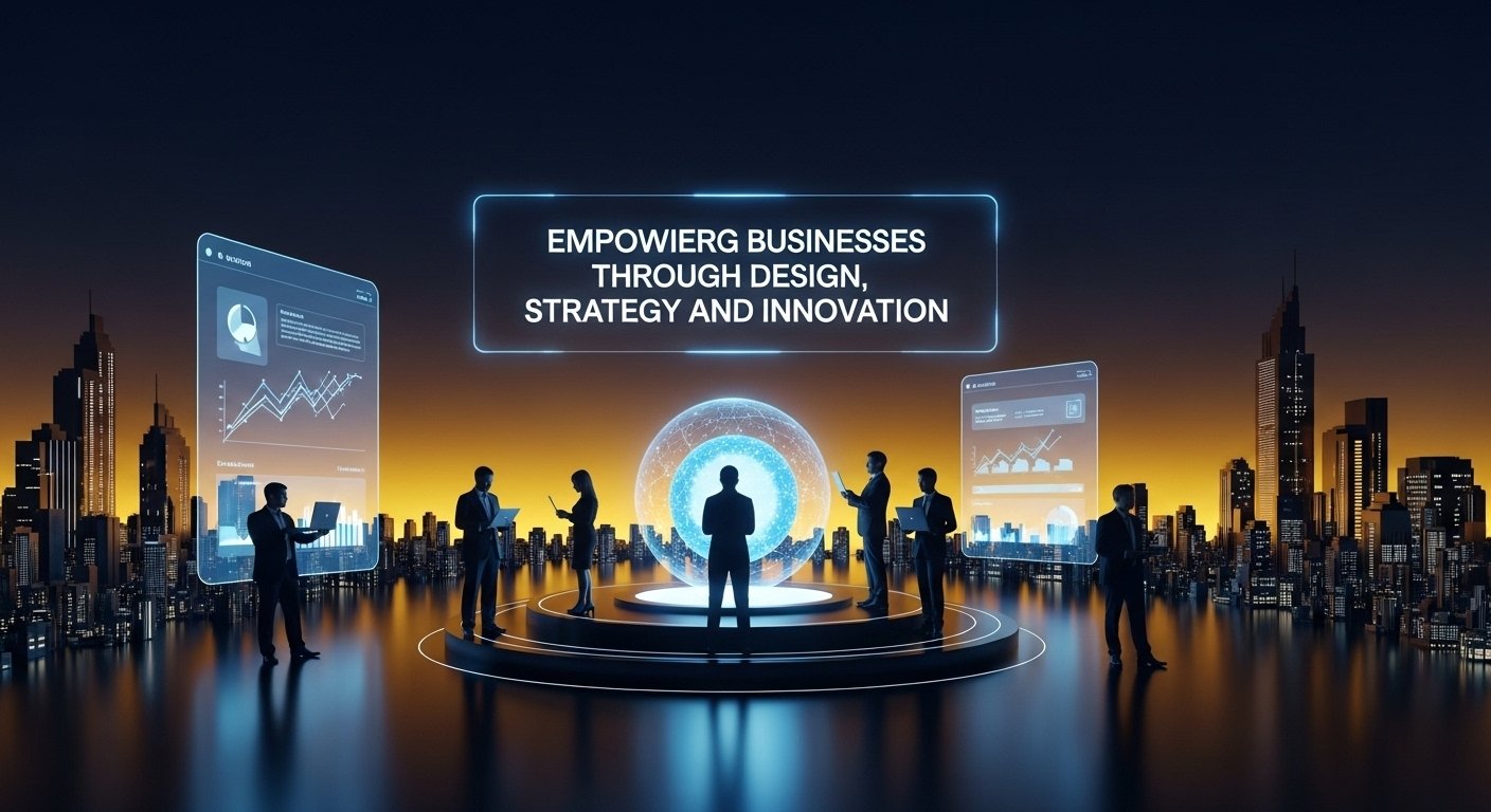 About Ansoweb team empowering businesses through web design, digital marketing strategy, and innovation in a modern city backdrop.