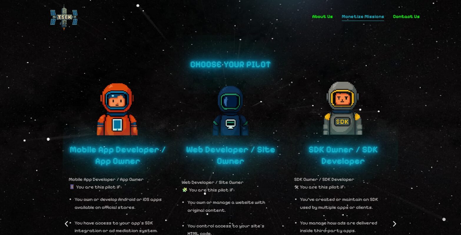 TSEK international ads website Pixar and Star Wars inspired design by Ansoweb