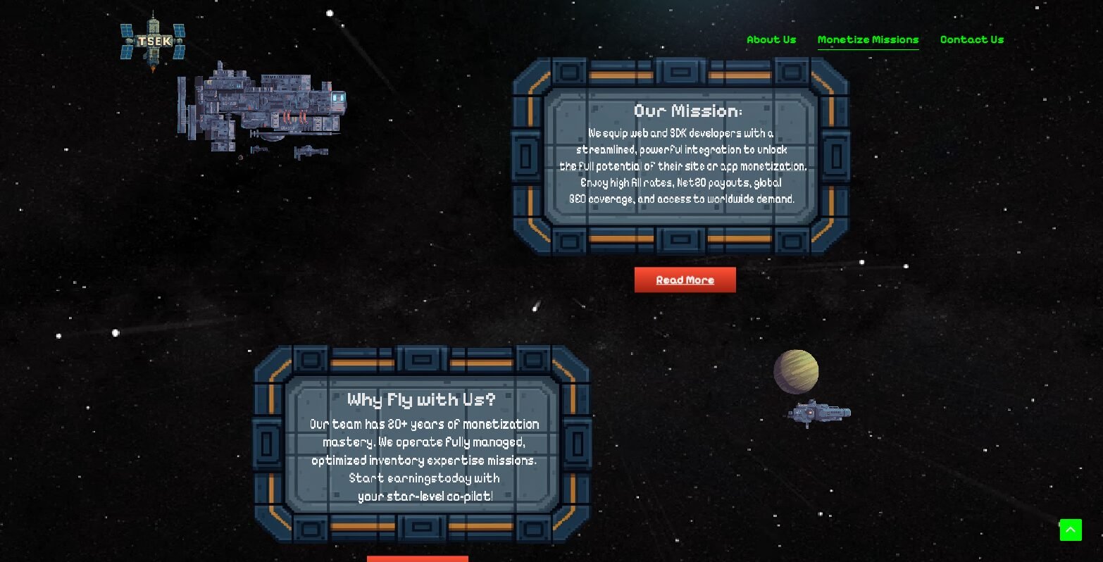 TSEK international ads website Pixar and Star Wars inspired design by Ansoweb